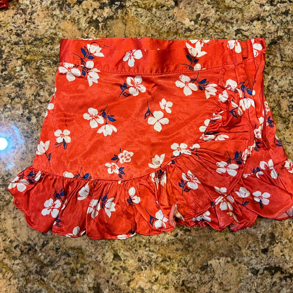 Janie and Jack cute red floral ruffle skirt pre owned gently used size 2t